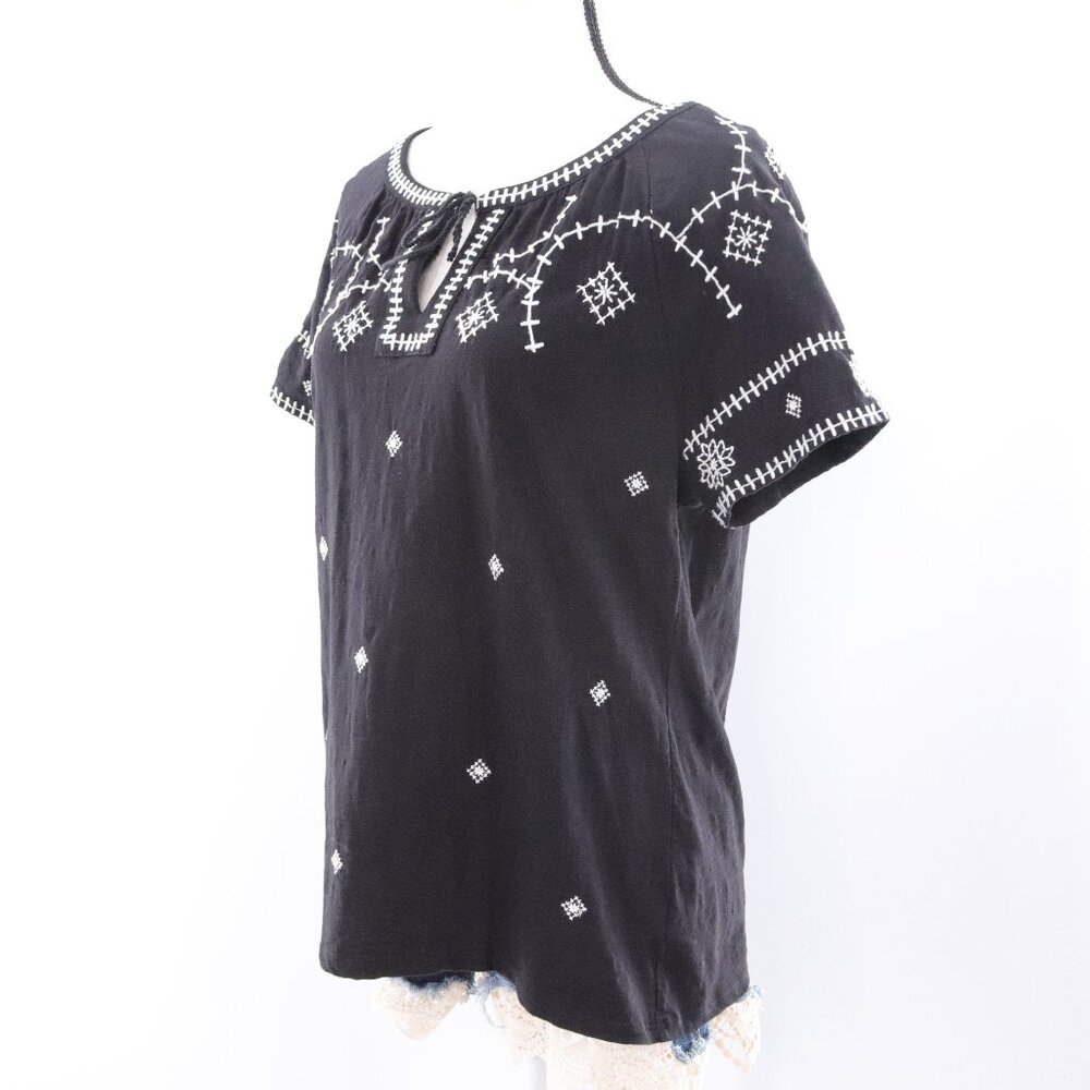 Talbots | Short‎ Sleeve Embroidered Top Medium Cotton